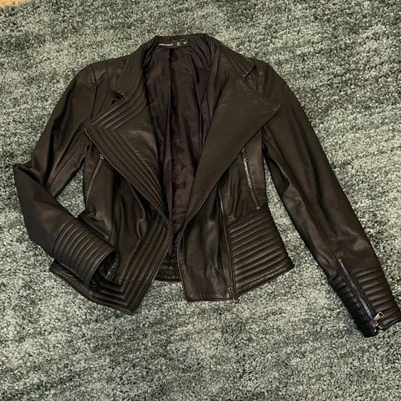 Karen millen Black Leather Jacket - Picture 1 of 5